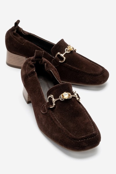 Zeynep Sıradağlı Fennisa Women's Genuine Leather Shoes Brown Suede