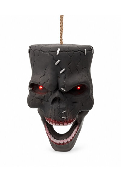 PARTİPORT Sesli ve Kırmızı Işıklı Asılabilir Korkunç Kuru Kafa Halloween Cadı...