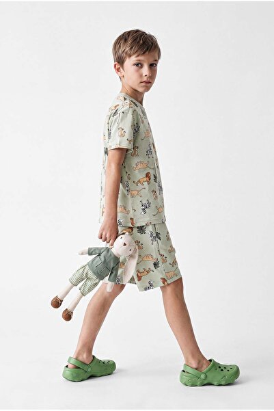 PAULMARK Boy's Crew Neck Printed Shorts Pajama Set