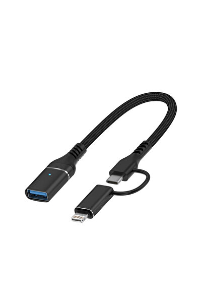 Microcase 2'si 1 Arada Type-C Lightning to USB 3.0 OTG Kablo - IOS ve Android...