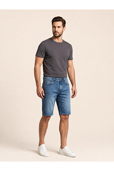 Vigoss Jeans 90336-73605 شورت دينيم رجالي مريح بخصر متوسط 90336-73605