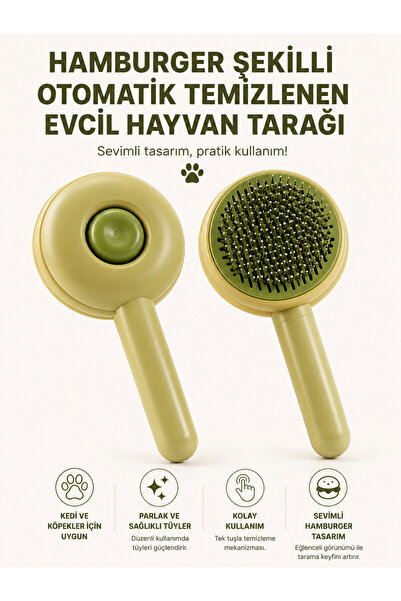 Genel Markalar Hamburger Şekilli Otomatik Temizlenen Evcil Hayvan Tarağı