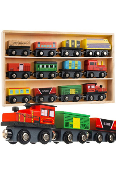 varioshop ®   Set de tren magnetic din lemn, pentru joacă educativă a copiilo...