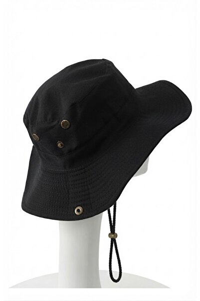 Belifanti Collection Unisex Black Safari Hat with Wide Brim Foldable Outdoor ...