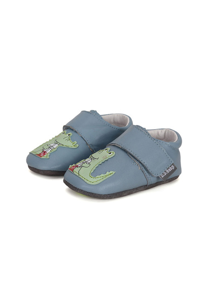D.D.step Papuci de casă pentru copii, băieți, din piele, cu velcro, gri, Croc...