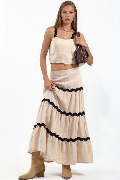 Hiccup Msn Striped Linen Blend Blouse and Skirt Set