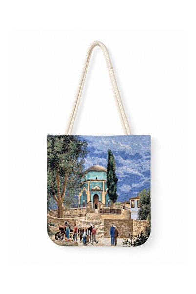 Köşedeki Dükkan Women's Cami Patterned Woven Shoulder Bag Daily Tote Bag