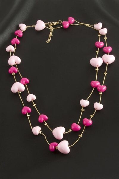 Generic Brand Heart Bead Double Necklace - White