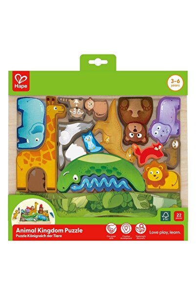 Hape Puzzle educativ din lemn, Hape, Regatul Animal