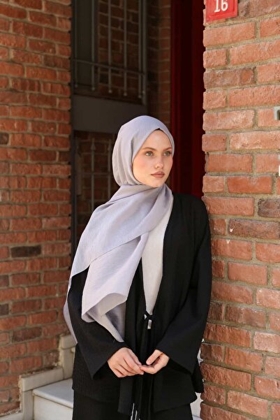 ENRİCO FERRİ Allure Plain Tencel Shawl - Light Grey