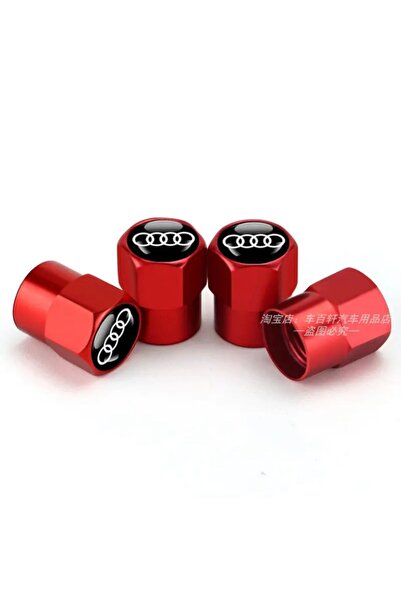GARDENAUTO غطاء ألومنيوم بشعار أودي 4 قطع (أحمر-أسود)