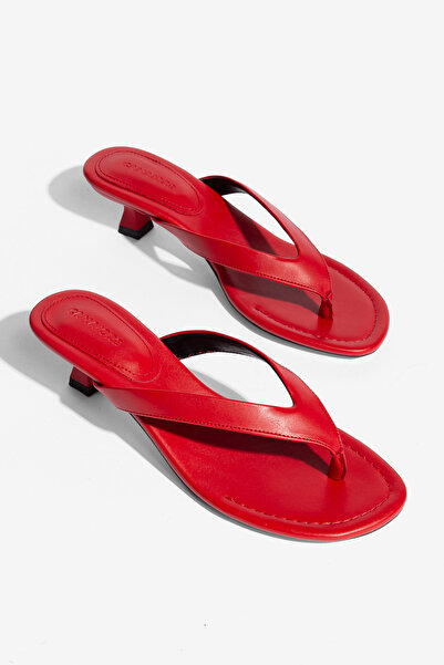 camaiore Red Flip-Flop Heeled Slippers with Orthopedic Soles for Women