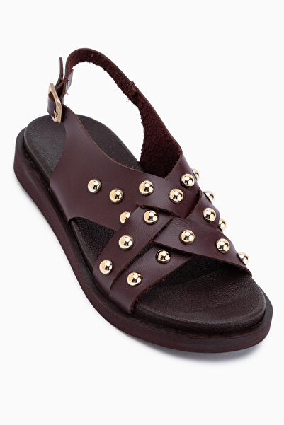Limoya Lucina Burgundy Cross-Strapped Women's Sandals