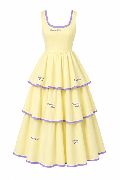 St boutique Mor Biye Detaylı Nakışlı Elbise