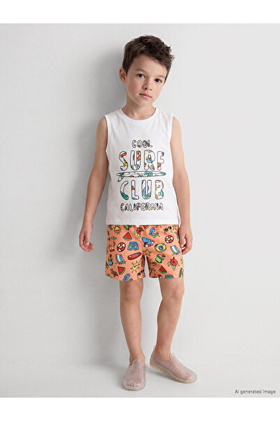 LC Waikiki Nevavm Printed Boy's Swimsuit Set with Difference