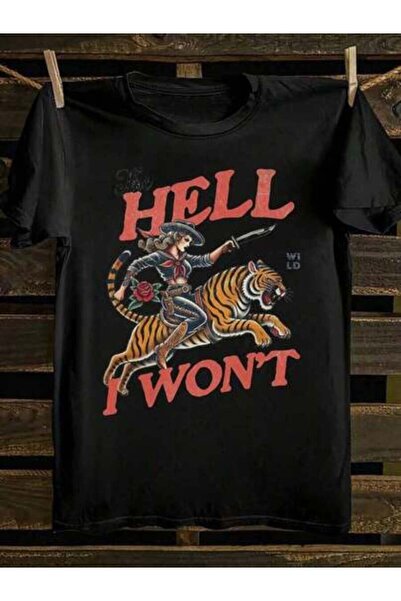 Astogria13 تي شيرت "The Hell I Won't" Cowgirl - تي شيرت بتصميم ريترو تايجر را...