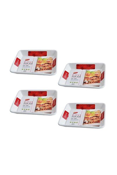 Dove 4-Piece Rectangular Porcelain Baking Dish 0.95 Liters 25.8x19.3x4CM White