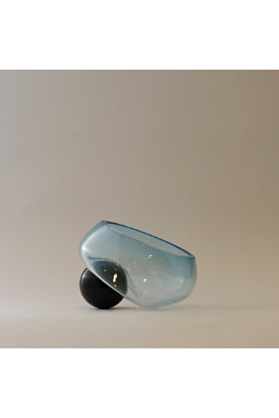 Generic Brand Mrlth-110-1103-4 Asymmetric Spherical Glass Bowl Blue and Black...