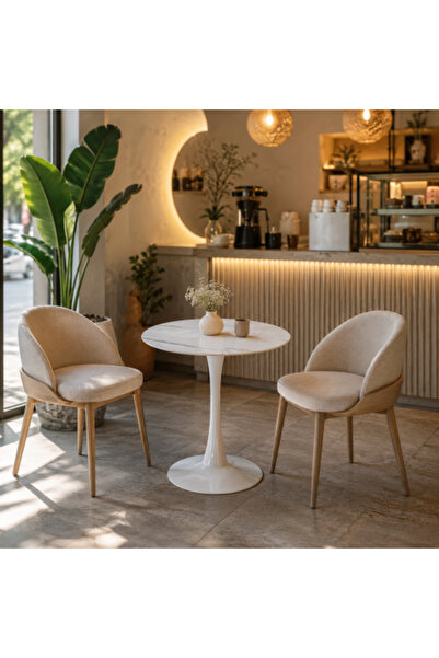 on home Round Ceramic Cafe Table, 70 x 70 cm – White