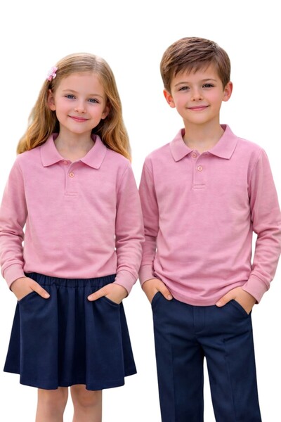 ERDEM KIDS تي شيرت للأولاد والبنات من الجنسين برقبة بولو وأكمام طويلة من القط...