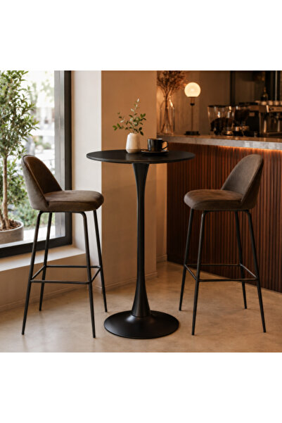 on home Single Dining Tables High Wooden Round Cafe Table Size 70 x 70 x 103 ...