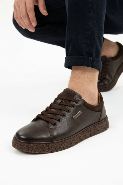 Pierre Cardin Men's Sneaker Genuine Leather Lace-Up Suede Detailed Casual Spo...