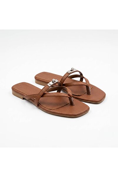 SİBA SHOES Dione Metal Buckle Detailed Flip Flops