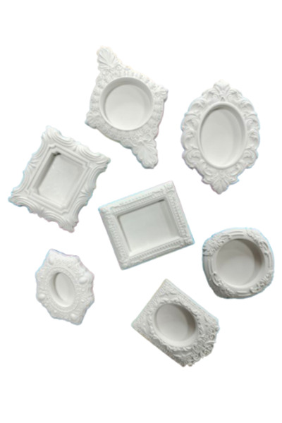 OEM Plaster figurine set for painting, Small Frames x 7, ~12 cm