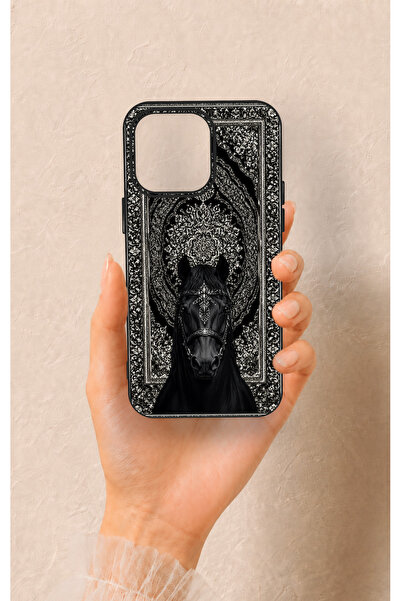 Vip Case iPhone 15 Pro Max Uyumlu Etnik At Figürü Desenli Silikon Kılıf