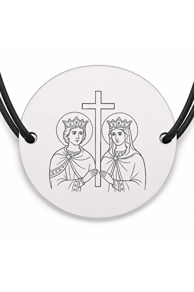 Simoshop Brățară argint 925 cu bănuț Sfinții Constantin și Elena, șnur negru ...