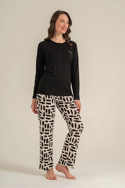 Pierre Cardin Modal Cotton Buttoned Collar Long Sleeved Women's Pajama Set