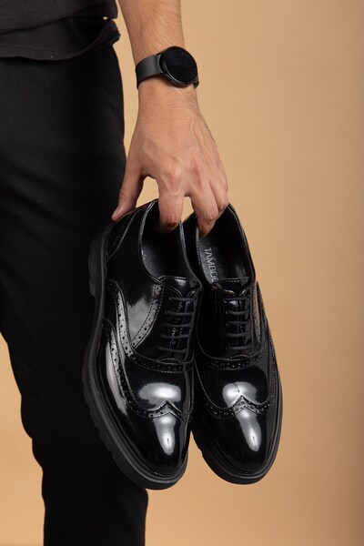 depderi Men's Classic Patent Leather Shoes