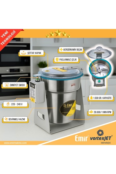 Empressco Elektrikli Karabiber ve Pul Biber Öğütücü, 1500g, Pratik ve Hızlı K...