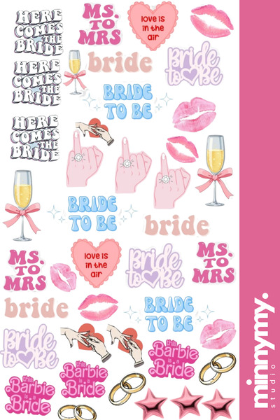 Minnymy Bride to be Collection Sticker, Çıkartma, Ajanda, Günlük, Planlayıcı,...