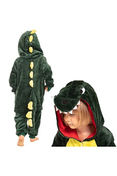 OEM Pijama Kigurumi pentru copii — Costum salopetă dinozaur verde, pentru joa...
