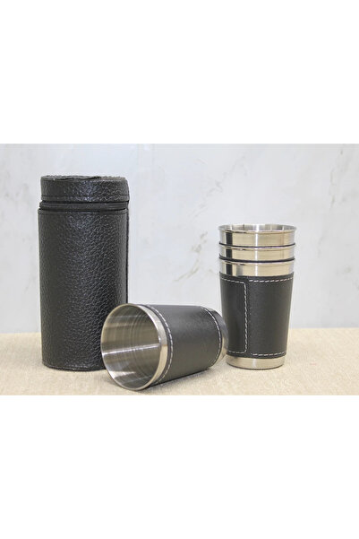 OSKA GLOBAL 4-Piece Shot Glasses with Leather Covers Alk3925