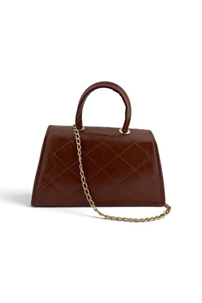 BACHUS Shiny Quilted Mini Bag – Lining Detail – Women's Hand and Shoulder Bag with Chain Strap (19X12 cm)