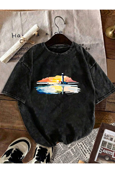 HOFFNUNG Unisex Oversize Vintage Washed Street Style Μόδα του δρόμου Βαμβακερ...