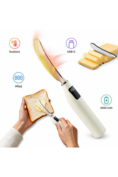 Niru Tăietor electric încălzit pentru unt EasyButter ™   reîncărcabil USB-C, ...