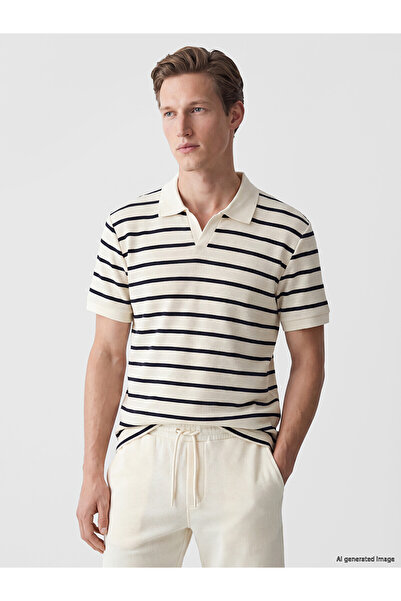 LC Waikiki Nevavm Polo Collar Striped Men's T-Shirt