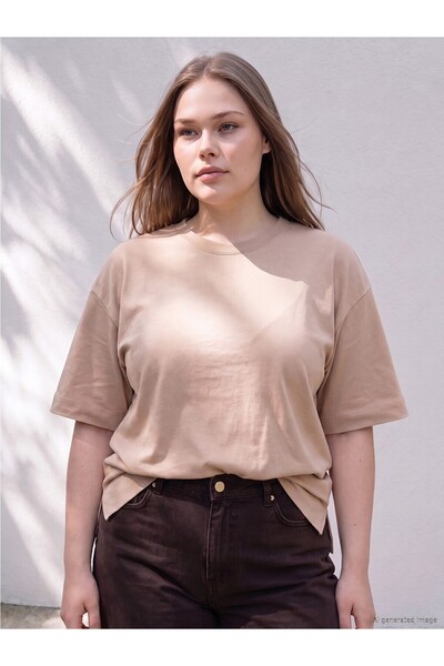 LC Waikiki Trendlucky Plus Size with Difference in Color 100% Cotton Oversize...