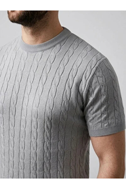Gökyüzü Moda Men's Summer Knitwear Woven T-Shirt Short Sleeve Crew Neck Knitt...