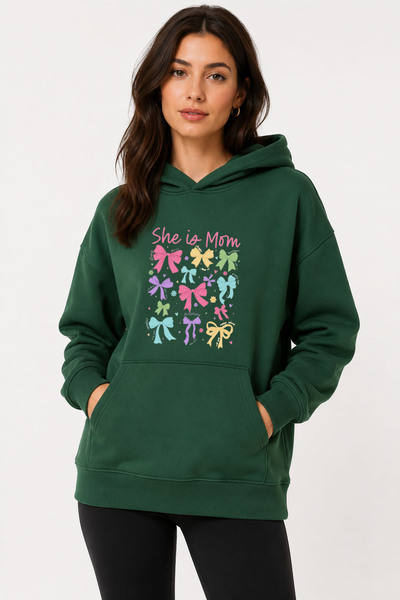 herkesemoda Colorful Ribbons Printed Hooded 2 Thread Raster Sweatshirt