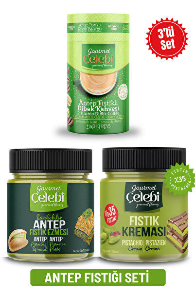 Gourmet Çelebi Pistachio Set of 3 - Pistachio Butter, Pistachio Cream, and Pi...