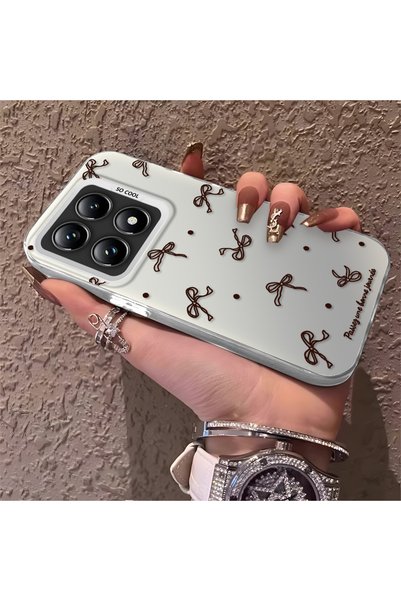 CHICASELUX حافظة متوافقة مع Mi 14T Pro عالية الجودة بتصميم فيونكة بنية اللون ...