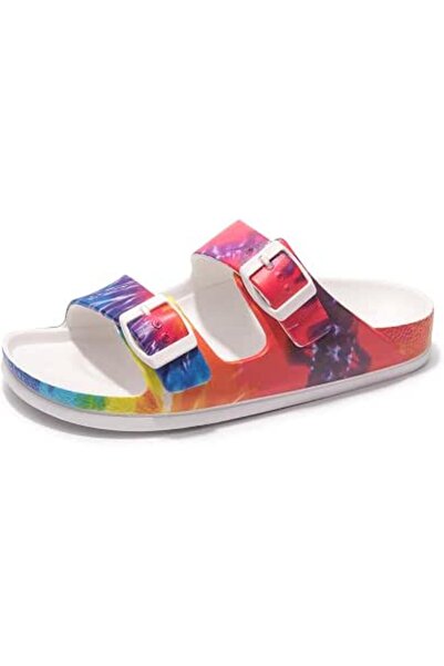 FUNKYMONKEY Women's Comfort Slides Double Buckle Adjustable EVA Flat Sandals ...