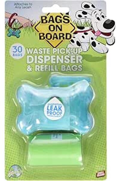 Bags on Board موزع أكياس نفايات الكلاب على شكل عظمة - لون فيروزي