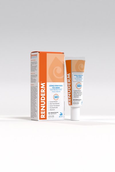 Renuderm كريم واقي من الشمس للوجه بعامل حماية من الشمس 50+ مع خلاصة الكافيار والصبار والشاي الأخضر 50 مل