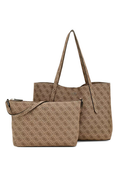 Guess μπεζ τσάντα ώμου Brenton 4G logo tote