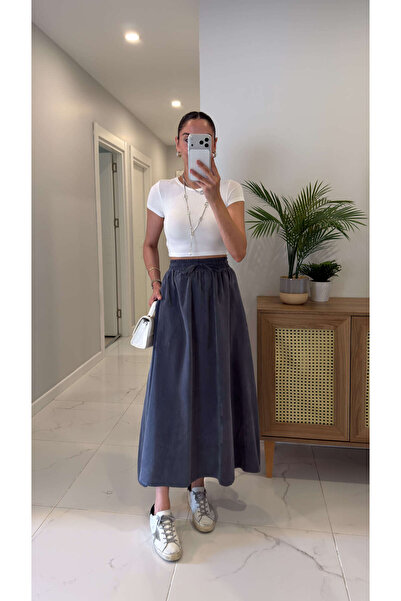 BİRCANÇİL Md Violeta Füme Beli Lastikli Tensel Etek